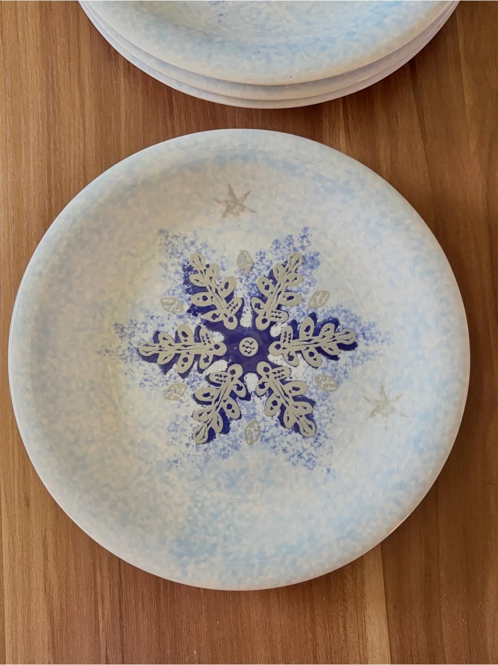 Set of 4 Target Home Ceramiche Umbre Winter Frost Snowflake 8” Plates Made Italy